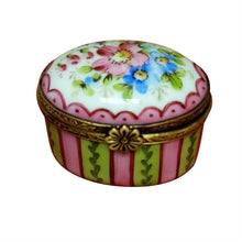 Load image into Gallery viewer, Oval with Pink &amp; Green &amp; Flowers Limoges Box