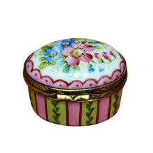 Load image into Gallery viewer, Oval with Pink &amp; Green &amp; Flowers Limoges Box