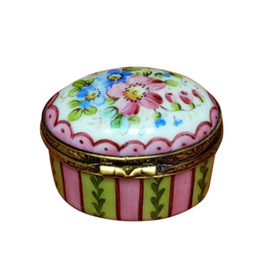 Oval with Pink & Green & Flowers Limoges Box
