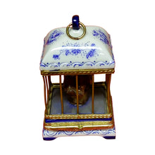 Load image into Gallery viewer, Blue &amp; White Bird Cage with Love Birds Limoges Box