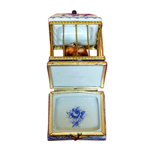 Blue & White Bird Cage with Love Birds Limoges Box