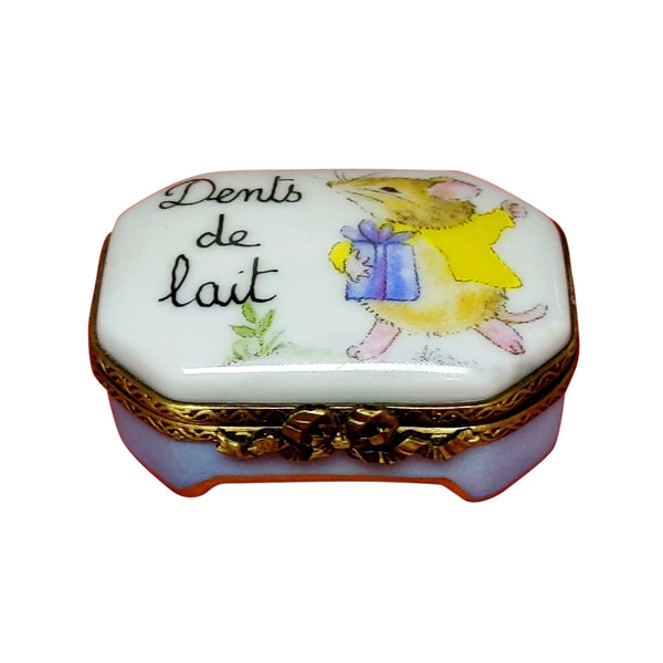 Load image into Gallery viewer, Dents De Lait Blue Footed Rectangle - Yellow Coat Limoges Box
