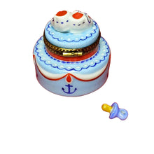 Load image into Gallery viewer, Nautical Cake with Baby Booties Limoges Box