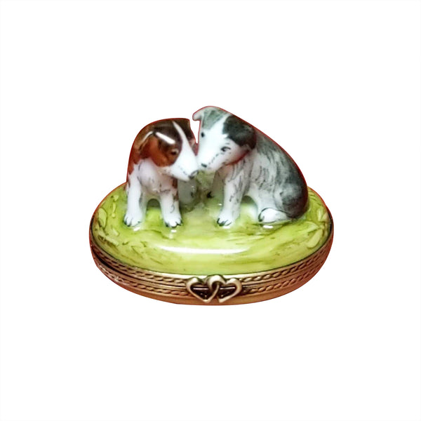 Load image into Gallery viewer, Two Puppies Kissing Limoges Box

