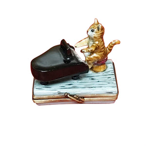 Cat Playing The Piano Limoges Box