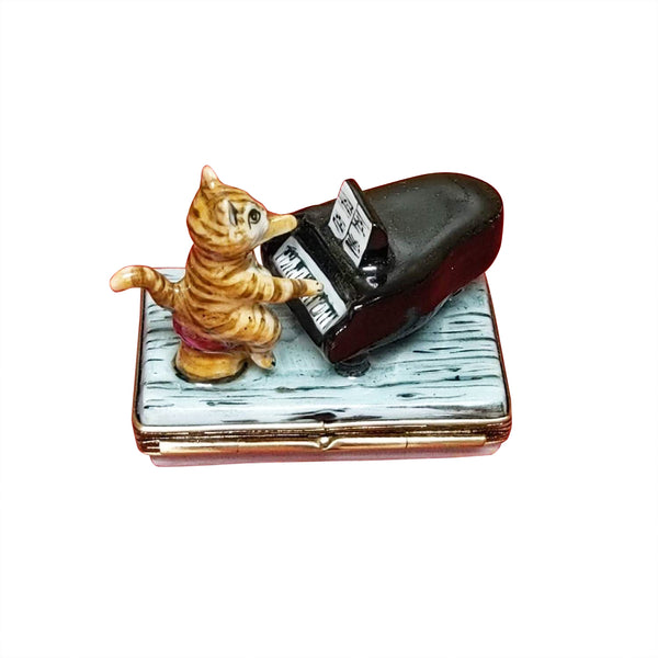 Load image into Gallery viewer, Cat Playing The Piano Limoges Box
