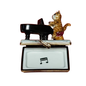 Cat Playing The Piano Limoges Box