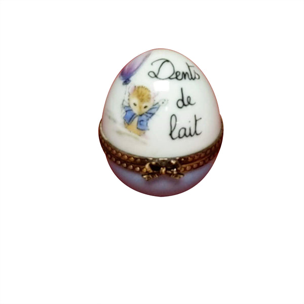 Load image into Gallery viewer, Blue Dents De Lait Egg &quot;Baby Teeth&quot; Limoges Box
