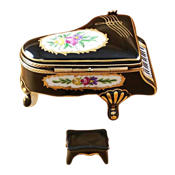 Load image into Gallery viewer, Rochard &quot;Grand Piano Floral with Porcelain Bench&quot; Limoges Box
