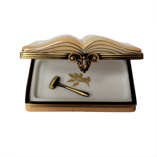 Load image into Gallery viewer, Rochard &quot;Open Law Book with Removable Brass Gavel&quot; Limoges Box
