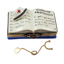 Load image into Gallery viewer, Rochard &quot;Nursing Book with Stethoscope&quot; Limoges Box