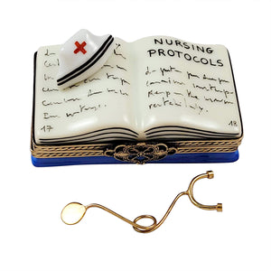 Rochard "Nursing Book with Stethoscope" Limoges Box