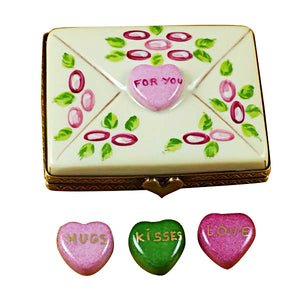 Rochard "Envelope - "For You" with Three Hearts" Limoges Box