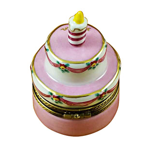 Rochard "Pink Birthday Cake with Candle - "39 AGAIN"" Limoges Box