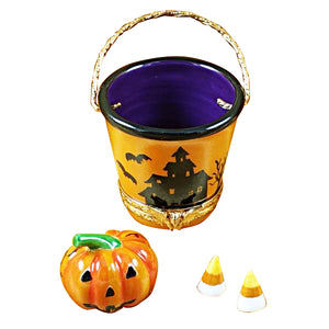 Rochard "Halloween Pail with Pumpkin" Limoges Box
