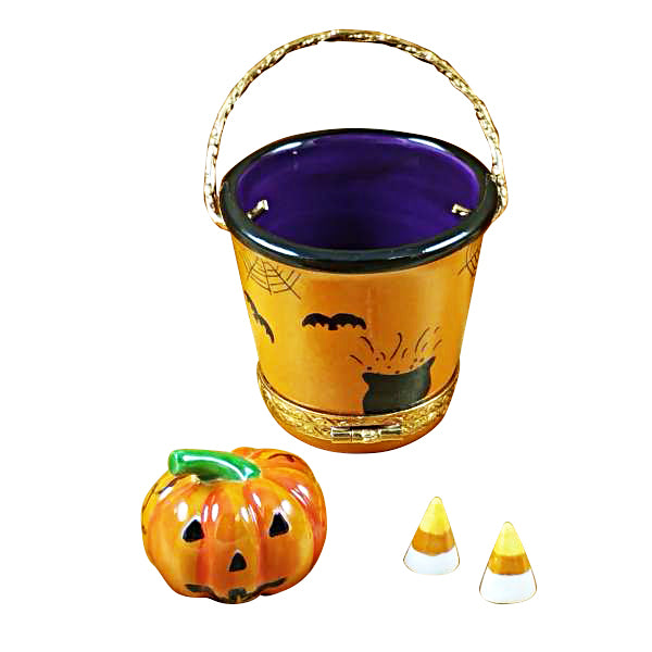 Load image into Gallery viewer, Rochard &quot;Halloween Pail with Pumpkin&quot; Limoges Box
