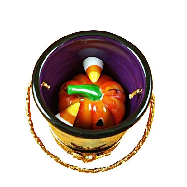 Load image into Gallery viewer, Rochard &quot;Halloween Pail with Pumpkin&quot; Limoges Box
