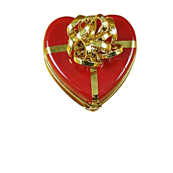 Load image into Gallery viewer, Rochard &quot;Red Heart Gold Bow with Truffle&quot; Limoges Box
