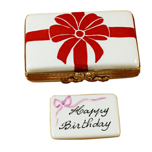 Rochard "Gift Box with Red Bow - Happy Birthday" Limoges Box
