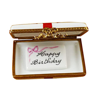 Rochard "Gift Box with Red Bow - Happy Birthday" Limoges Box