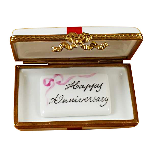 Load image into Gallery viewer, Rochard &quot;Gift Box with Red Bow - Happy Anniversary&quot; Limoges Box
