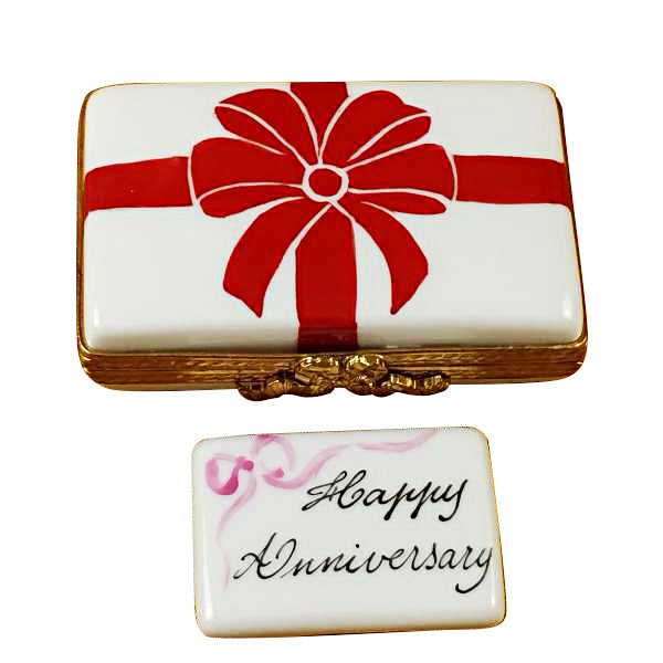 Load image into Gallery viewer, Rochard &quot;Gift Box with Red Bow - Happy Anniversary&quot; Limoges Box
