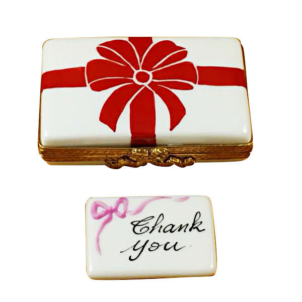 Load image into Gallery viewer, Rochard &quot;Gift Box with Red Bow - Thank You&quot; Limoges Box
