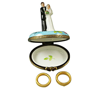 Rochard "Bride and Groom with 2 Removable Rings" Limoges Box