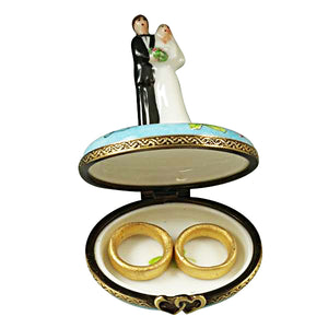 Rochard "Bride and Groom with 2 Removable Rings" Limoges Box