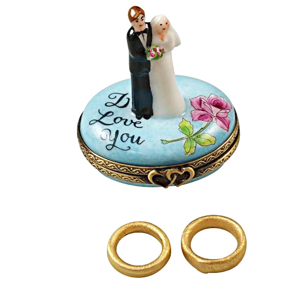 Load image into Gallery viewer, Rochard &quot;Bride and Groom with 2 Removable Rings&quot; Limoges Box
