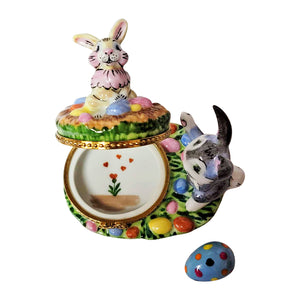 Rochard "Easter Bunnies with Eggs" Limoges Box