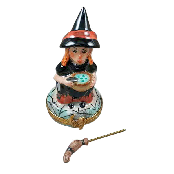Load image into Gallery viewer, Rochard &quot;Witch with Broom and Cauldron&quot; Limoges Box
