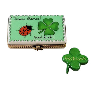Rochard "Irish Good Luck with Removable Four Leaf Clover" Limoges Box