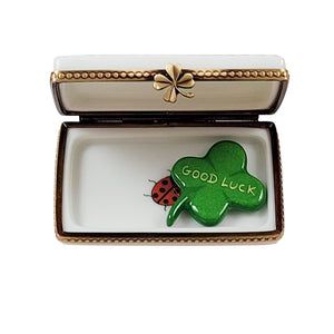 Rochard "Irish Good Luck with Removable Four Leaf Clover" Limoges Box