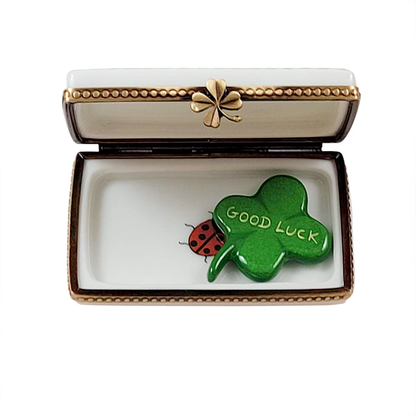Load image into Gallery viewer, Rochard &quot;Irish Good Luck with Removable Four Leaf Clover&quot; Limoges Box
