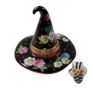 Rochard "Floral Witch Hat with Removable Owl" Limoges Box