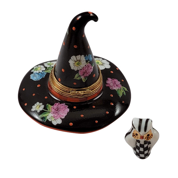 Load image into Gallery viewer, Rochard &quot;Floral Witch Hat with Removable Owl&quot; Limoges Box
