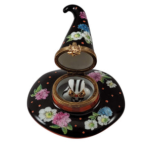 Rochard "Floral Witch Hat with Removable Owl" Limoges Box