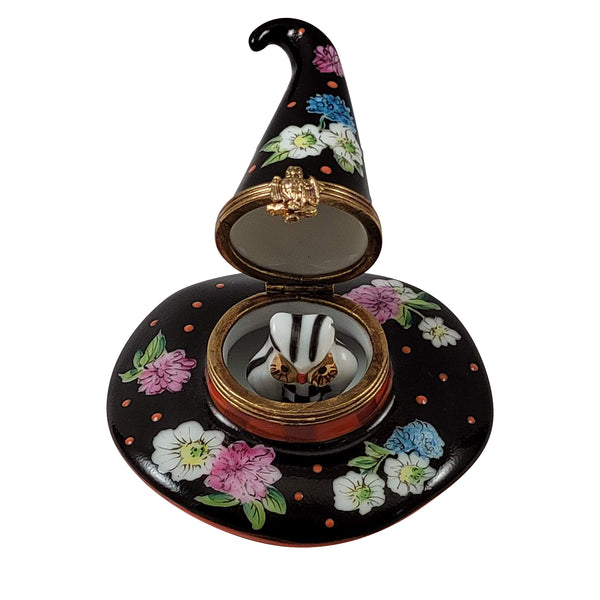 Load image into Gallery viewer, Rochard &quot;Floral Witch Hat with Removable Owl&quot; Limoges Box
