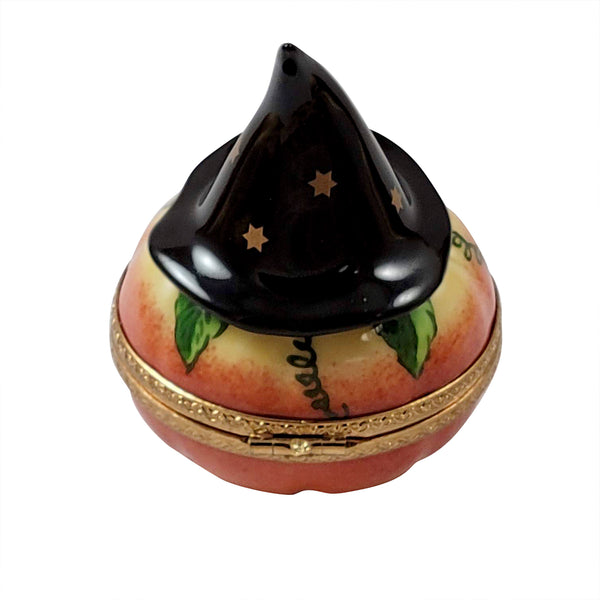 Load image into Gallery viewer, Rochard &quot;Jack O Lantern with Witch Hat&quot; Limoges Box
