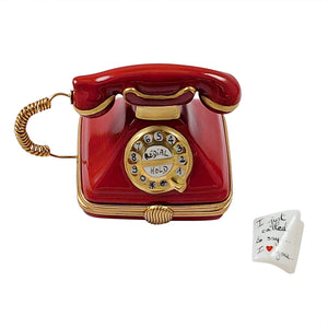 Rochard "Red Telephone with Letter" Limoges Box