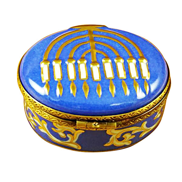 Load image into Gallery viewer, Rochard &quot;Menorah - Blue&quot; Limoges Box
