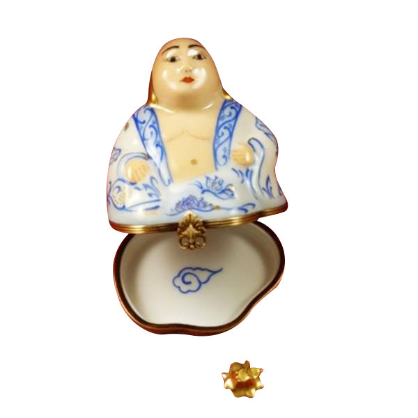 Load image into Gallery viewer, Rochard &quot;Buddha with Removable Gold Lotus Flower&quot; Limoges Box
