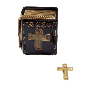 Rochard "Black Bible with Removable Brass Cross" Limoges Box