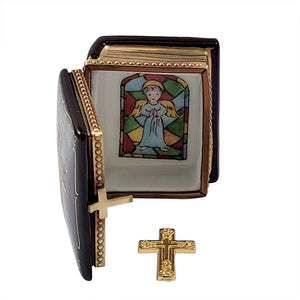Rochard "Black Bible with Removable Brass Cross" Limoges Box