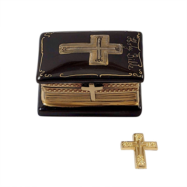 Load image into Gallery viewer, Rochard &quot;Black Bible with Removable Brass Cross&quot; Limoges Box
