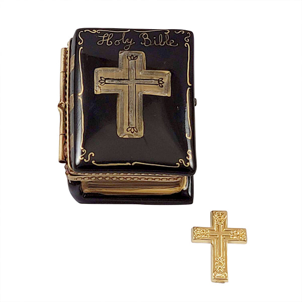 Load image into Gallery viewer, Rochard &quot;Black Bible with Removable Brass Cross&quot; Limoges Box
