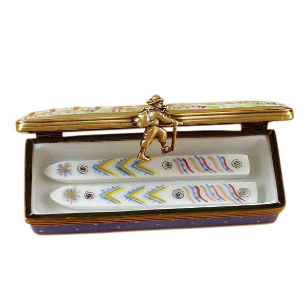 Load image into Gallery viewer, Rochard &quot;Ski Box with Skis&quot; Limoges Box

