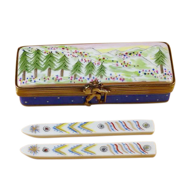 Load image into Gallery viewer, Rochard &quot;Ski Box with Skis&quot; Limoges Box
