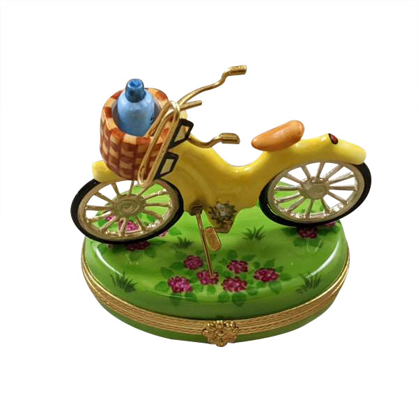 Load image into Gallery viewer, Rochard &quot;Yellow Beach Cruiser with Brass Sunglasses&quot; Limoges Box
